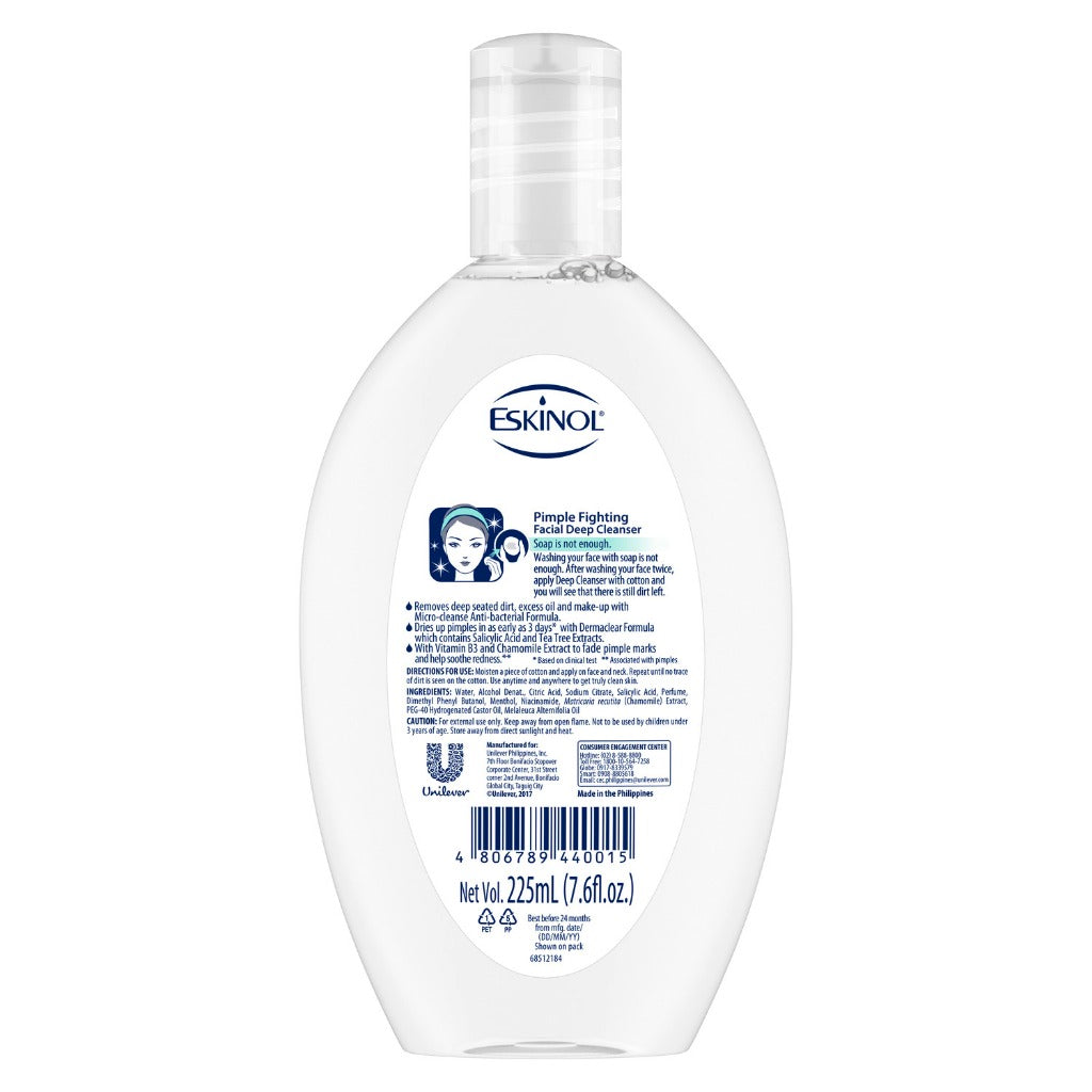 Eskinol Dermaclear Pimple Fighting Facial Face Deep Cleanser - 225ml