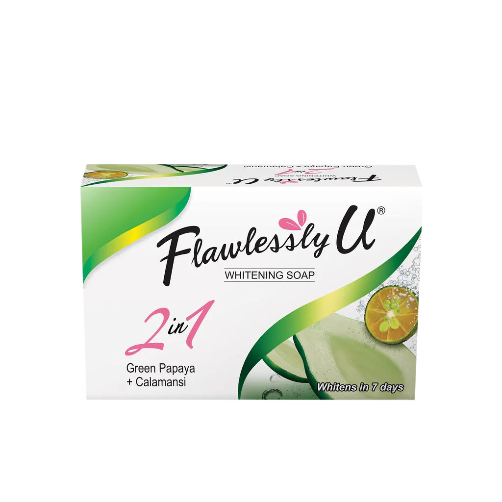 Flawlessly U GREEN Papaya Calamansi Soap - 125g Kojic Beauty London kojic acid soap, glutathione, tranexamic acid, arbutin, papaya extract, official stockist of kojie san.