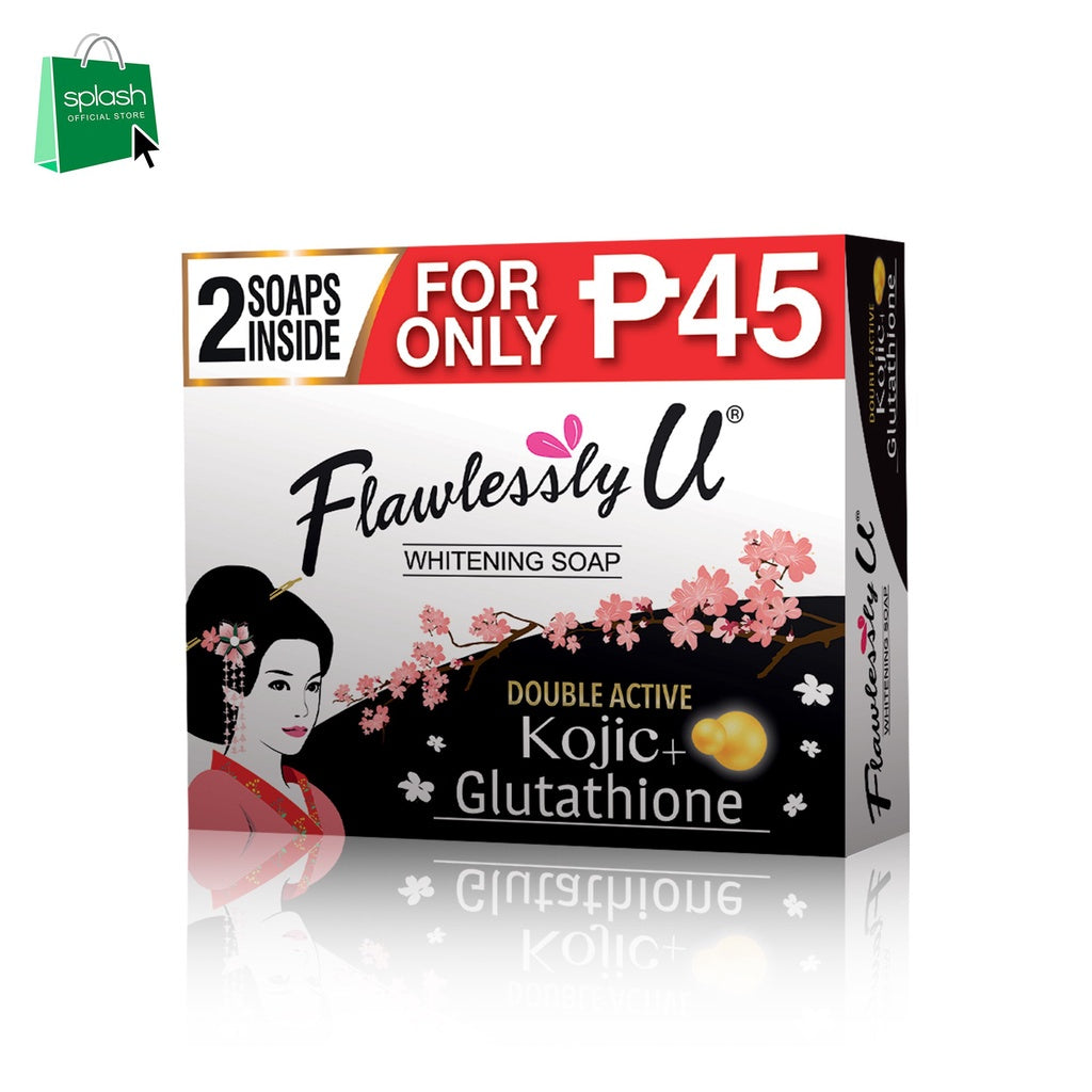 Flawlessly U Kojic Acid & Glutathione Soap - 65g x 2 Kojic Beauty London kojic acid soap, glutathione, tranexamic acid, arbutin, papaya extract, official stockist of kojie san.