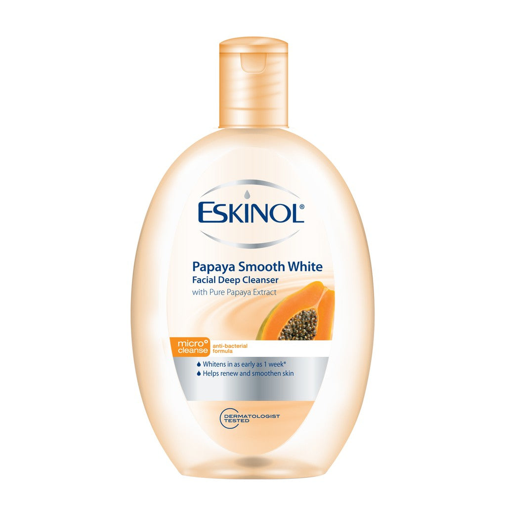 Eskinol Papaya Smooth Glow Facial Deep Cleanser - 225ml Kojic Beauty London kojic acid soap, glutathione, tranexamic acid, arbutin, papaya extract, official stockist of kojie san.