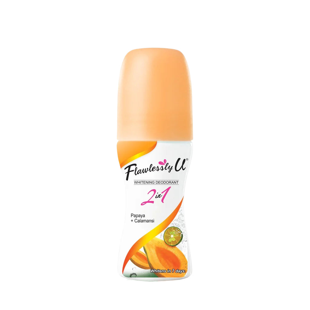 Flawlessly U Papaya Calamansi Roll On Deodorant - 40ml Kojic Beauty London kojic acid soap, glutathione, tranexamic acid, arbutin, papaya extract, official stockist of kojie san.