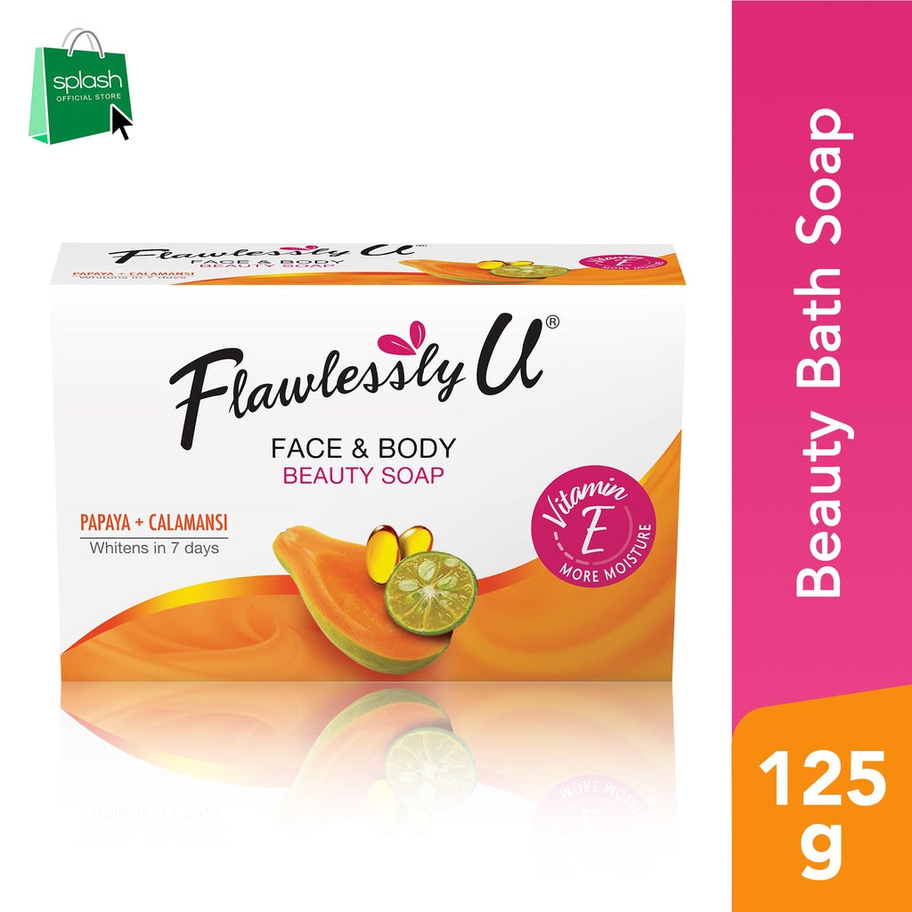Flawlessly U Papaya Calamansi Soap - 125g Kojic Beauty London kojic acid soap, glutathione, tranexamic acid, arbutin, papaya extract, official stockist of kojie san.