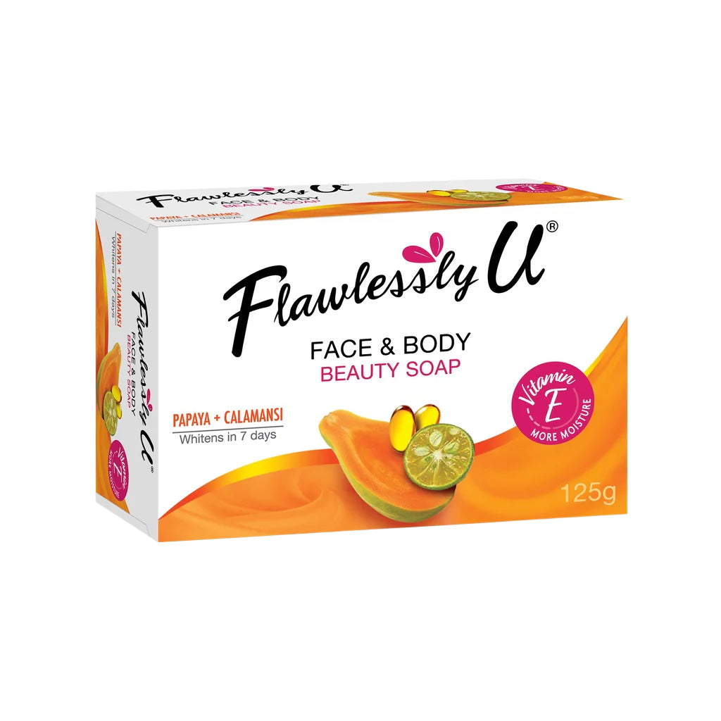 Flawlessly U Papaya Calamansi Soap - 125g Kojic Beauty London kojic acid soap, glutathione, tranexamic acid, arbutin, papaya extract, official stockist of kojie san.