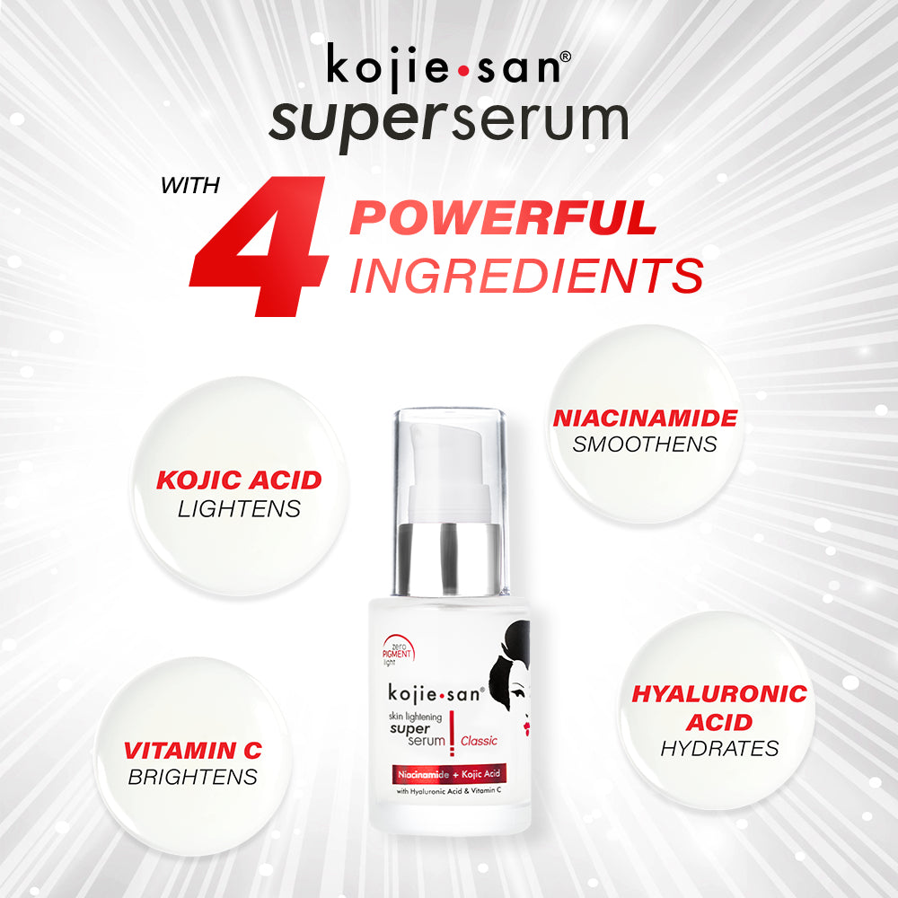 Kojie San Super Serum Classic - 30ml Kojic Beauty London kojic acid soap, glutathione, tranexamic acid, arbutin, papaya extract, official stockist of kojie san.