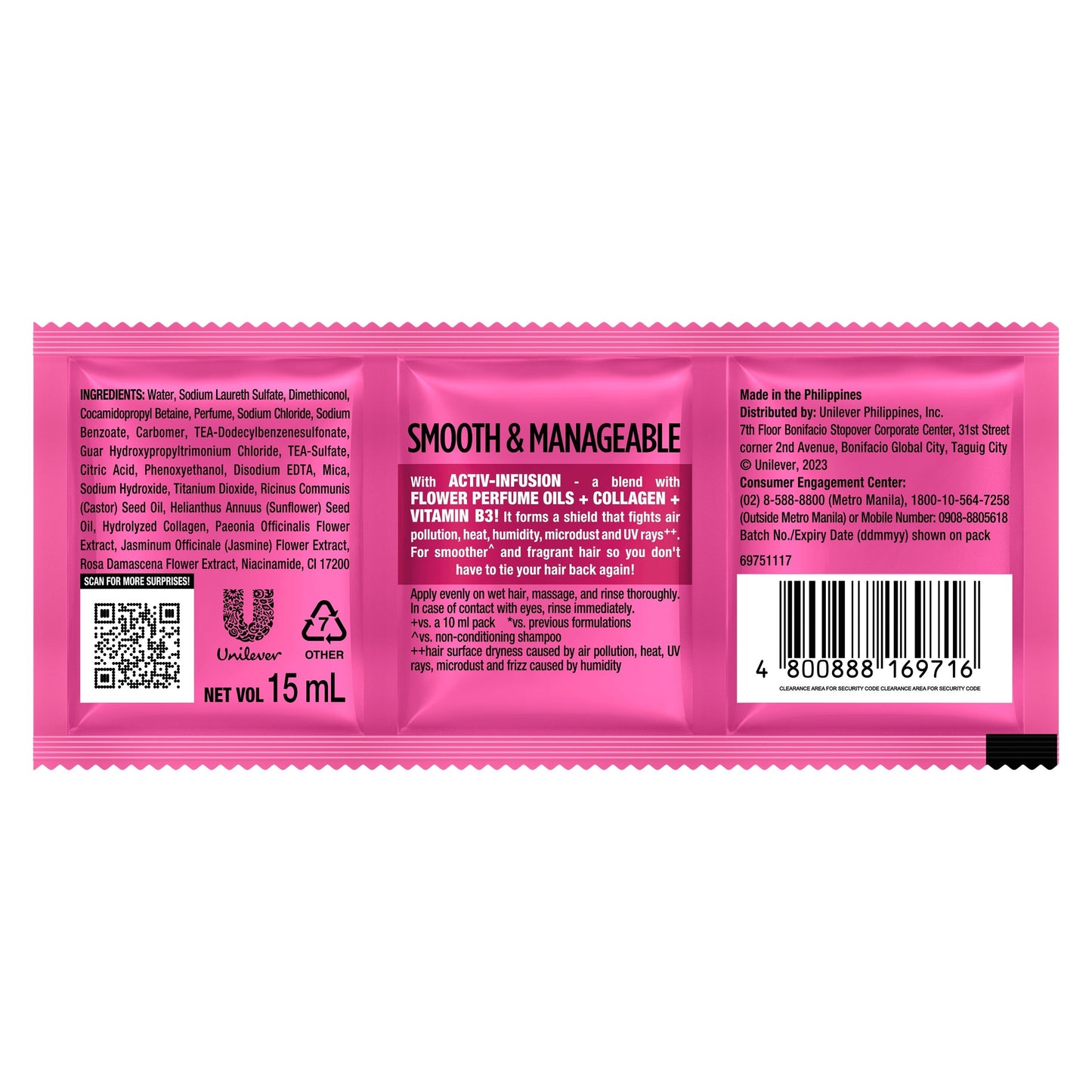 SunSilk SMOOTH & MANAGEABLE Shampoo Sachets - 15ml x 12 (Sun Silk)
