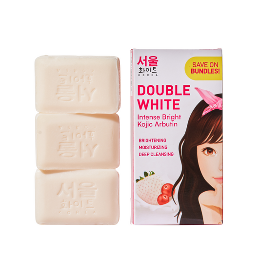 Seoul White Korea Double White Kojic Arbutin Soap 90g x 3 - Skin Brightening  Kojic Beauty London kojic acid soap, glutathione, tranexamic acid, arbutin, papaya extract, official stockist of kojie san.