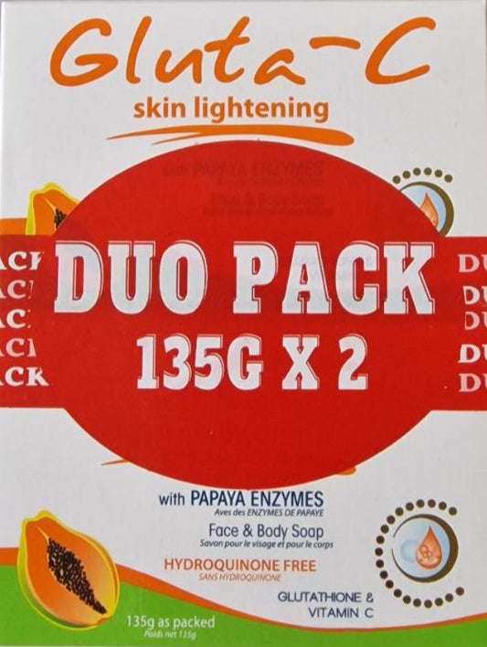Gluta-C Papaya & Glutathione Face & Body Soap - 135g x 2 (Duo Pack)