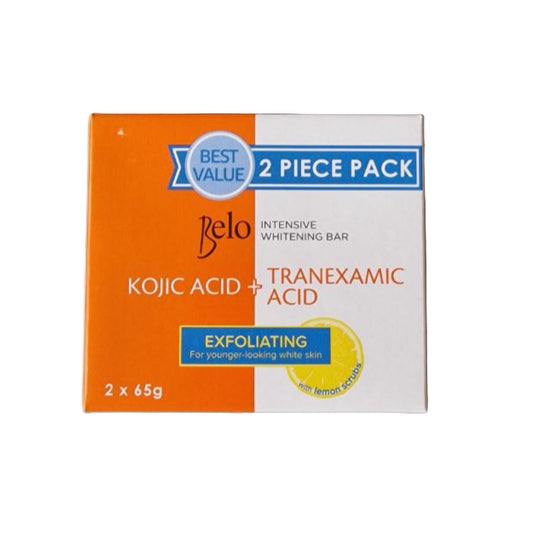 Belo Exfoliating Skin Lightening Soap, Kojic Acid + Tranexamic Acid with exfoliating lemon scrub