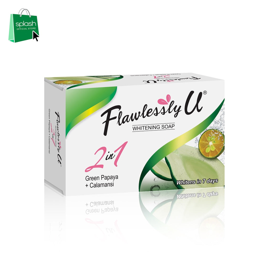 Flawlessly U GREEN Papaya Calamansi Soap - 125g  Kojic Beauty London kojic acid soap, glutathione, tranexamic acid, arbutin, papaya extract, official stockist of kojie san.