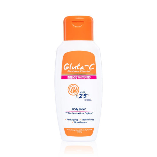 Gluta-C Glutathione Body Lotion + SPF25 - 150ml  Kojic Beauty London kojic acid soap, glutathione, tranexamic acid, arbutin, papaya extract, official stockist of kojie san.