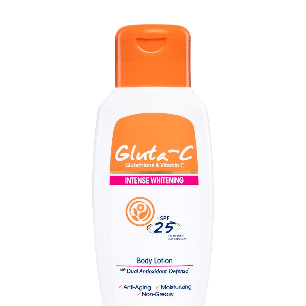 Gluta-C Glutathione Body Lotion + SPF25 - 150ml  Kojic Beauty London kojic acid soap, glutathione, tranexamic acid, arbutin, papaya extract, official stockist of kojie san.
