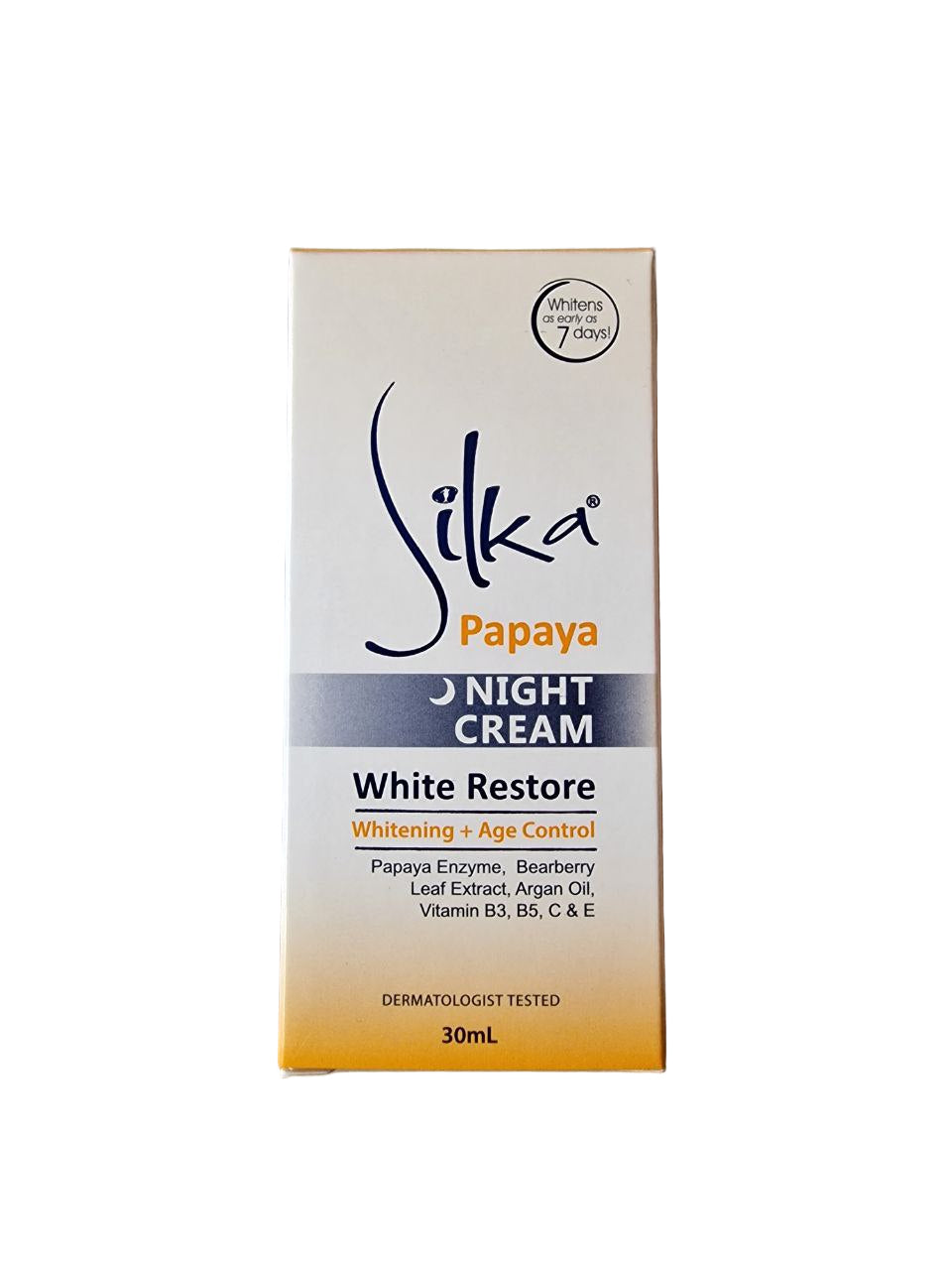 Silka Papaya Age Control Night Cream 30ml - Skin Brightening  Kojic Beauty London kojic acid soap, glutathione, tranexamic acid, arbutin, papaya extract, official stockist of kojie san.