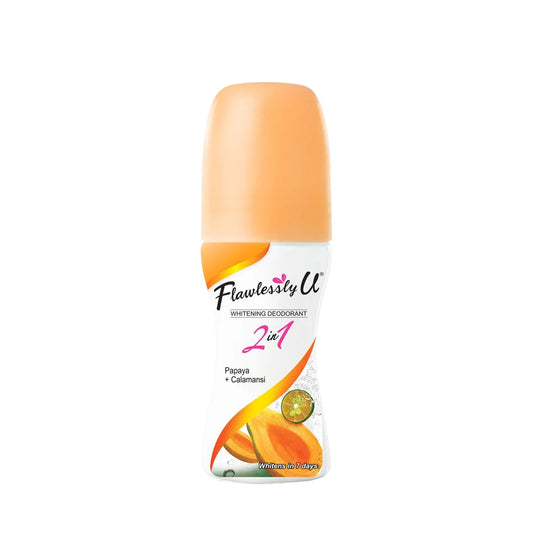 Flawlessly U Papaya Calamansi Roll On Deodorant - 40ml  Kojic Beauty London kojic acid soap, glutathione, tranexamic acid, arbutin, papaya extract, official stockist of kojie san.