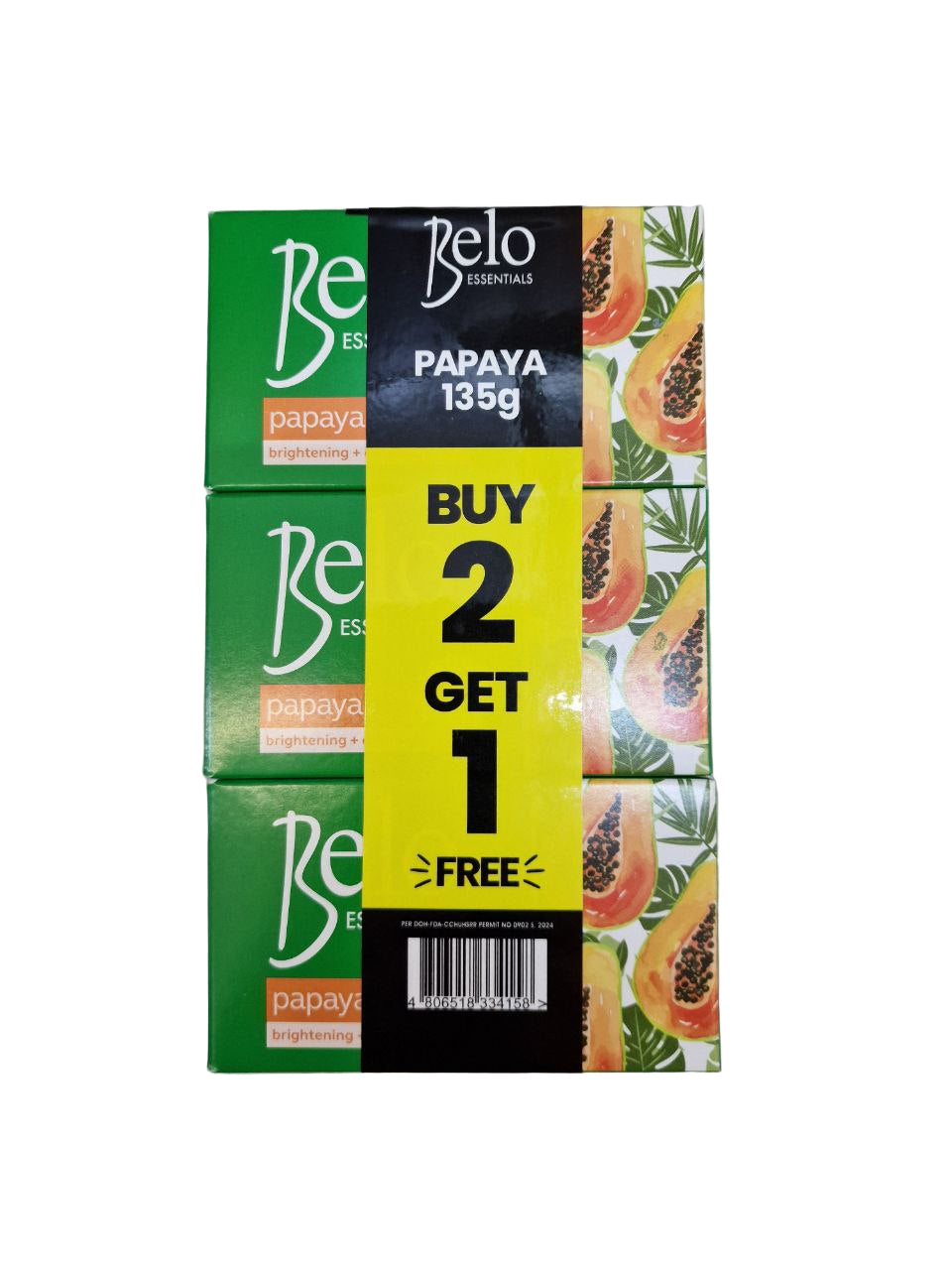 Belo Papaya Soap - 135g x 3 (Triple Pack)