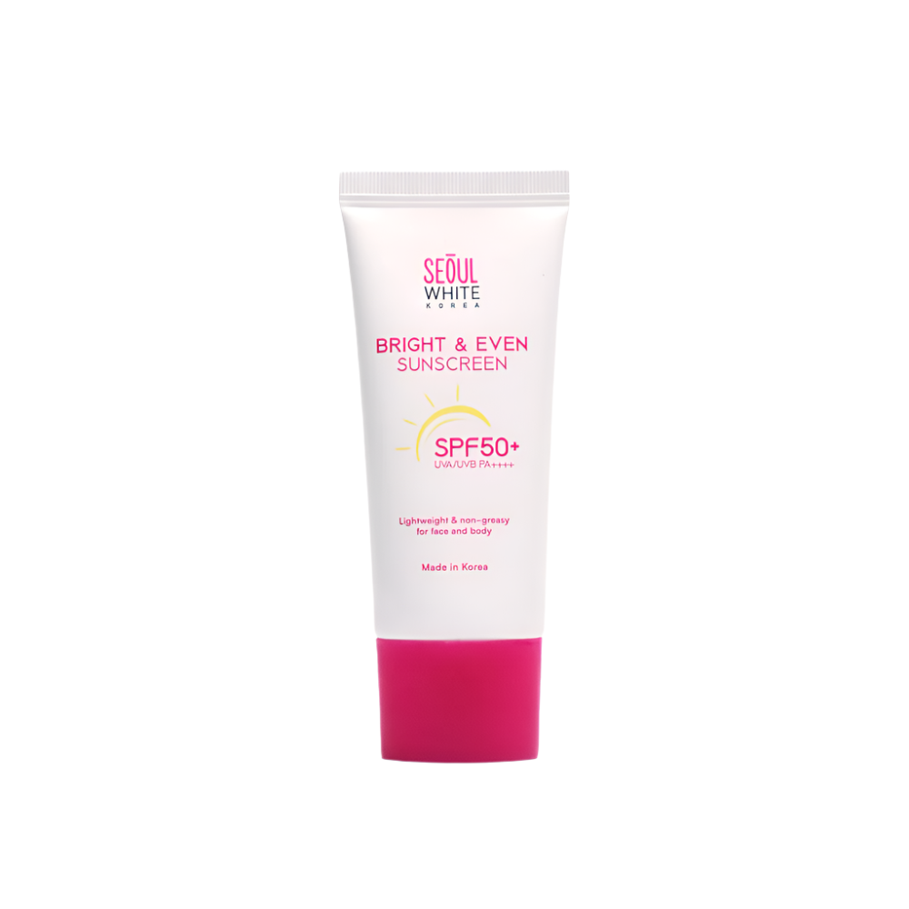 Seoul White Korea Bright & Even Sunscreen 30ml - SPF50+ UVA/UVB PA++++  Kojic Beauty London kojic acid soap, glutathione, tranexamic acid, arbutin, papaya extract, official stockist of kojie san.