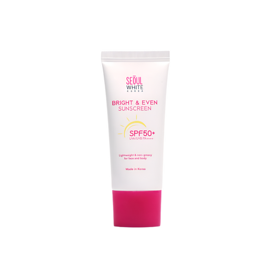 Seoul White Korea Bright & Even Sunscreen 30ml - SPF50+ UVA/UVB PA++++  Kojic Beauty London kojic acid soap, glutathione, tranexamic acid, arbutin, papaya extract, official stockist of kojie san.
