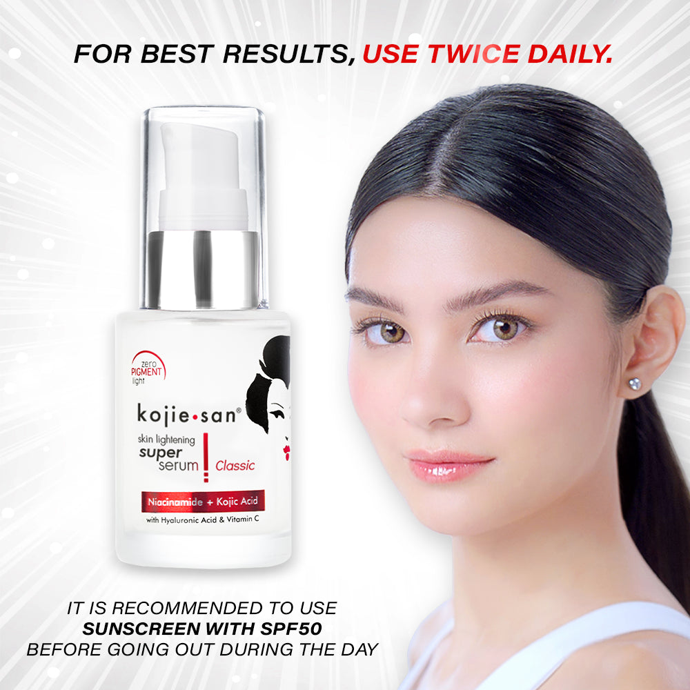 Kojie San Super Serum Classic - 30ml  Kojic Beauty London kojic acid soap, glutathione, tranexamic acid, arbutin, papaya extract, official stockist of kojie san.